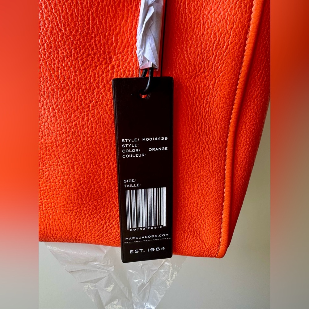 NWT Marc Jacobs The Tag Vibrant Orange Tote - Picture 7 of 16